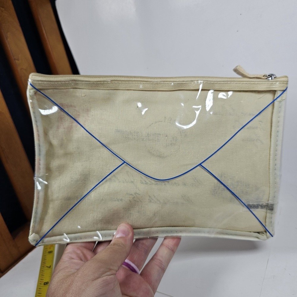 Par Avion Paris Envelope Cosmetic Make Up Bag NEW 9" X 6" Clear Back - Picture 3 of 5